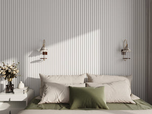 Akoestische Wand Panelen Lattenwand Met Witte Vilt 260x60 Cm