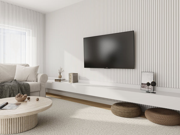 Akoestische Wand Panelen Lattenwand Met Witte Vilt 260x60 Cm
