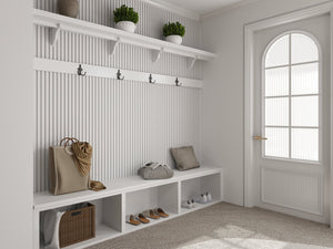 Akoestische Wand Panelen Lattenwand Met Witte Vilt 260x60 Cm