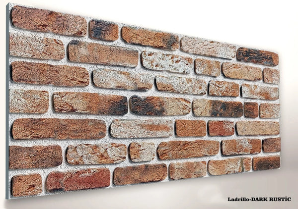 3D wandpaneel | Baksteenstrip | Dark rustic | 50x100cm
