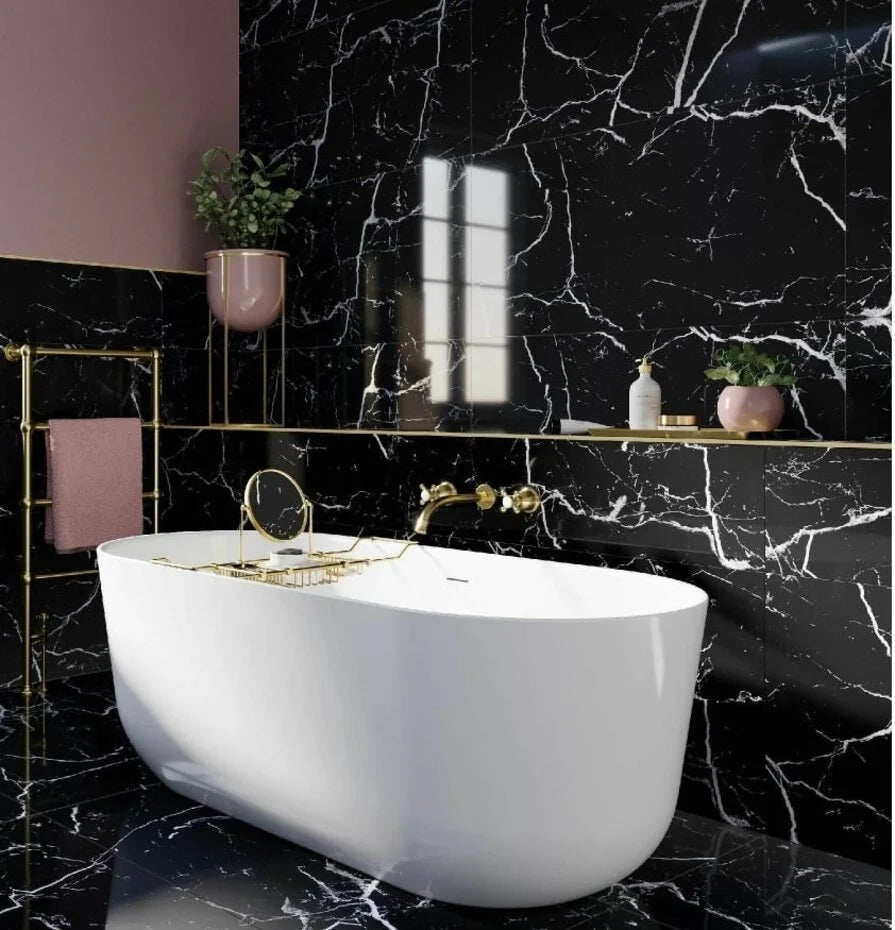 PVC wandpaneel | 120x280 cm | Black Marble Hoogglans