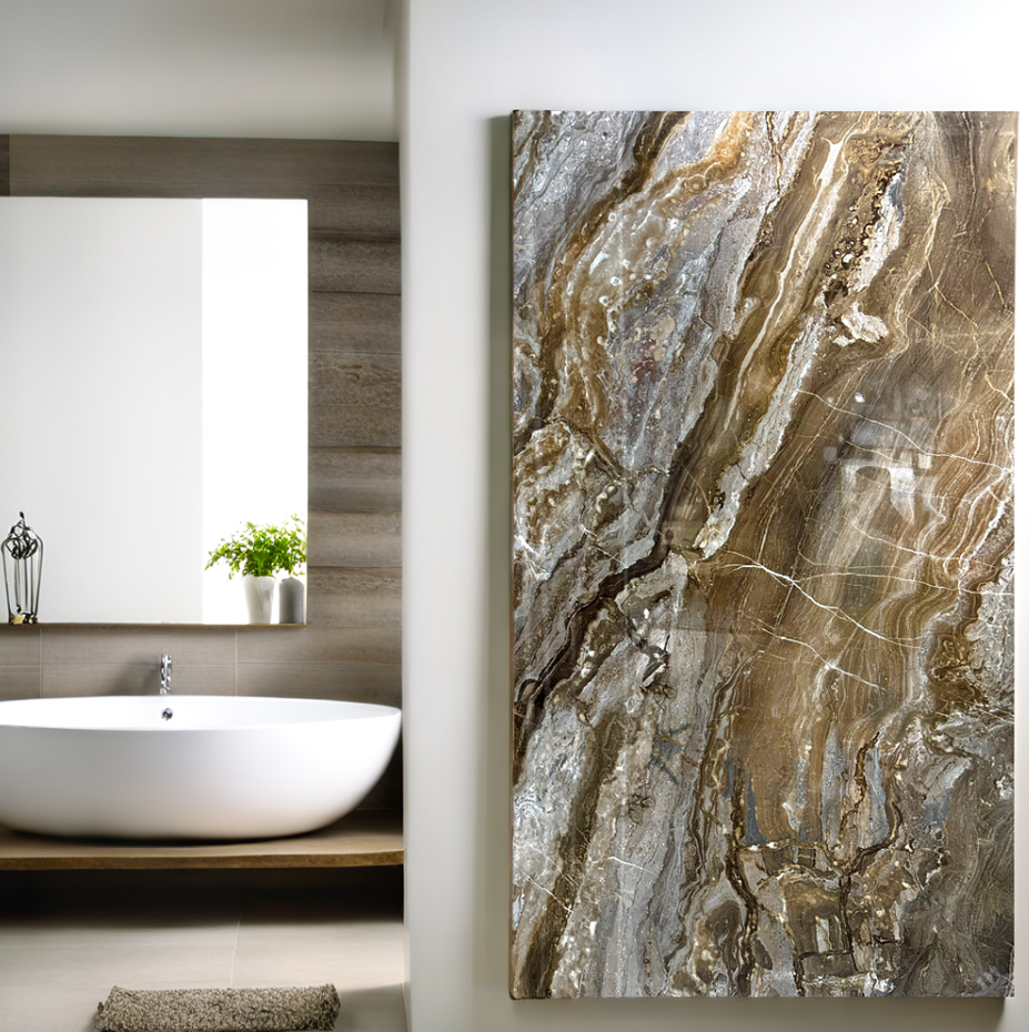 PVC wandpaneel | 120x280 cm | Milos Brown Hoogglans
