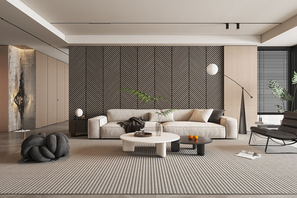 VISGRAAT / HONGAARSE PUNT Akoestische wandpaneel | 52x260 cm | WALNOOT