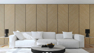 VISGRAAT / HONGAARSE PUNT Akoestische wandpaneel | 52x260 cm | LICHT EIKEN