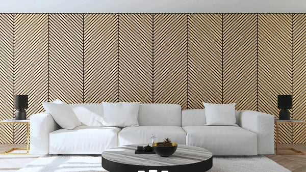VISGRAAT / HONGAARSE PUNT Akoestische wandpaneel | 52x260 cm | LICHT EIKEN