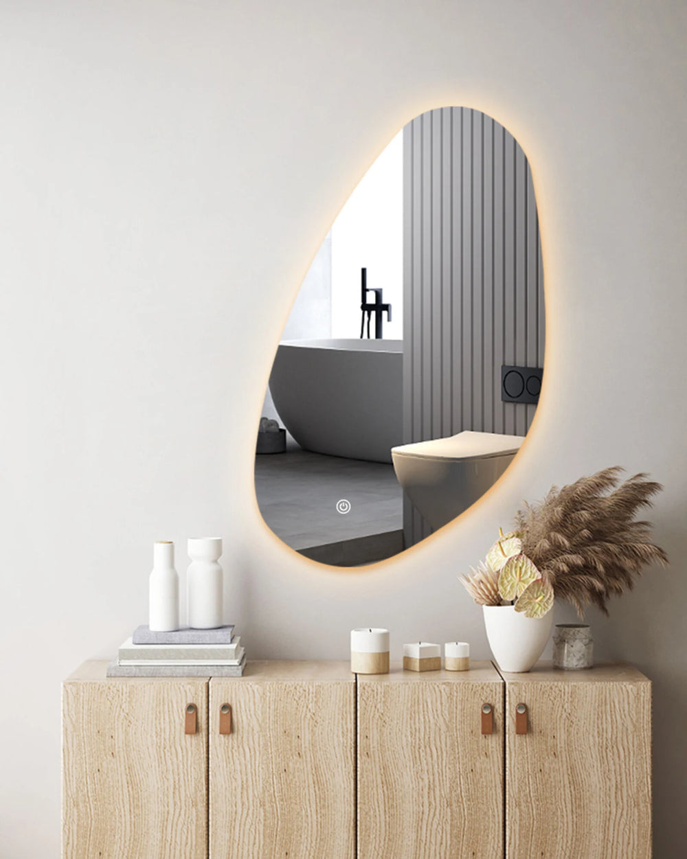 AQUA Randloos toiletspiegel / badkamerspiegel met verlichting - 39.2x60 cm