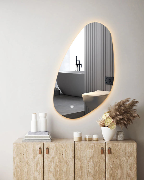 AQUA Randloos toiletspiegel / badkamerspiegel met verlichting - 39.2x60 cm