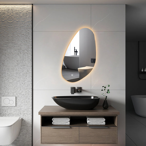 AQUA Randloos toiletspiegel / badkamerspiegel met verlichting - 39.2x60 cm