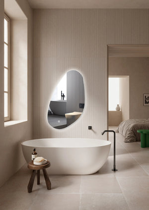 AQUA Randloos toiletspiegel / badkamerspiegel met verlichting - 39.2x60 cm