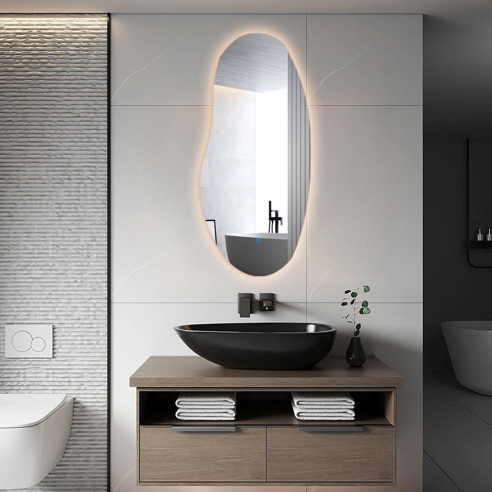 AURA Randloos toiletspiegel / badkamerspiegel met verlichting - 45x100 cm