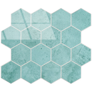 Zelfklevende tegel / plaktegel | Blue baltic hexagon | 292x254x3.3mm