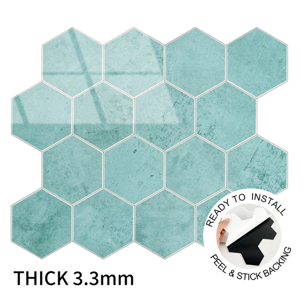 Zelfklevende tegel / plaktegel | Blue baltic hexagon | 292x254x3.3mm