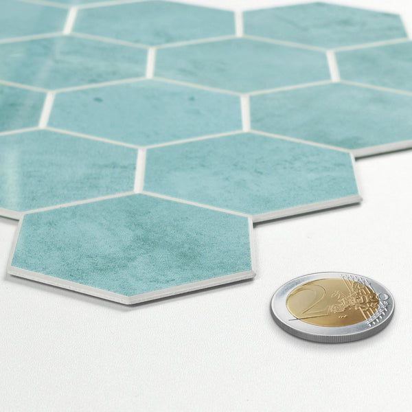 Zelfklevende tegel / plaktegel | Blue baltic hexagon | 292x254x3.3mm