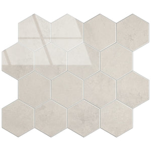 Zelfklevende tegel / plaktegel | Beige marble hexagon | 292x254x3.3mm