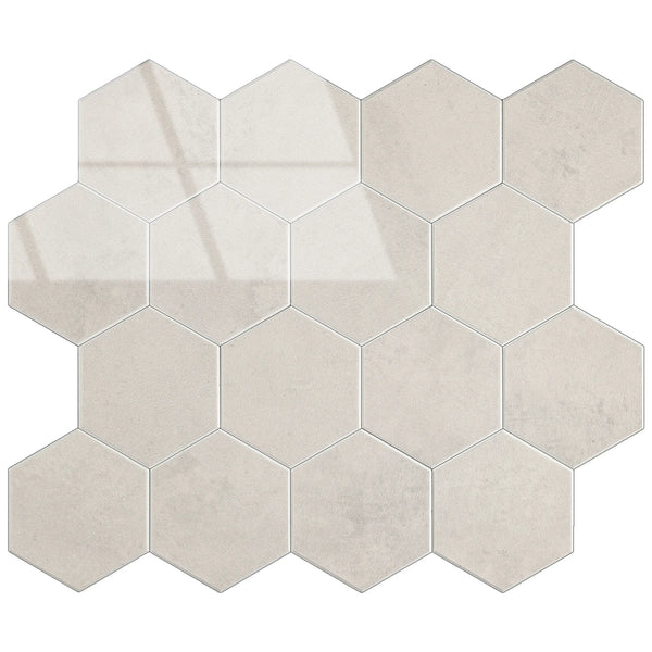 Zelfklevende tegel / plaktegel | Beige marble hexagon | 292x254x3.3mm