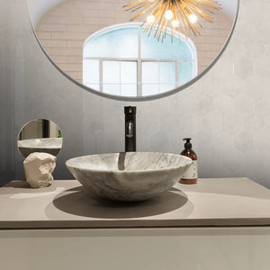 Zelfklevende tegel / plaktegel | Beige marble hexagon | 292x254x3.3mm