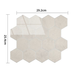 Zelfklevende tegel / plaktegel | Beige marble hexagon | 292x254x3.3mm