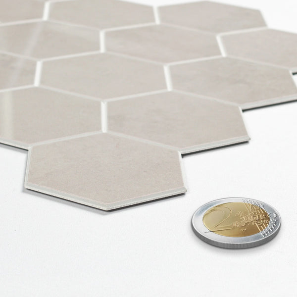 Zelfklevende tegel / plaktegel | Beige marble hexagon | 292x254x3.3mm