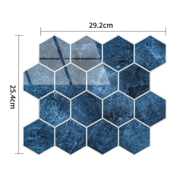 Zelfklevende tegel / plaktegel | Blue marble hexagon | 292x254x3.3mm