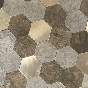 Zelfklevende tegel | Bruin koper mix hexagon | 288x280x4mm