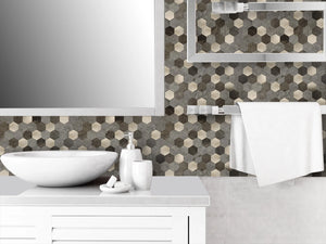 Zelfklevende tegel | Bruin koper mix hexagon | 288x280x4mm