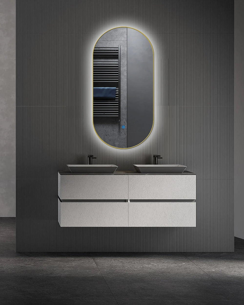ELLIPS Goud badkamerspiegel met verlichting - 50x100 cm