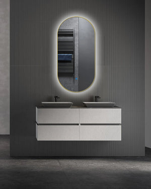 ELLIPS Goud badkamerspiegel met verlichting - 50x100 cm