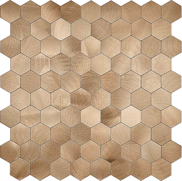 Zelfklevende tegel / plaktegel | Geborsteld brons hexagon | 291x286x4 mm