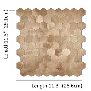 Zelfklevende tegel / plaktegel | Geborsteld brons hexagon | 291x286x4 mm