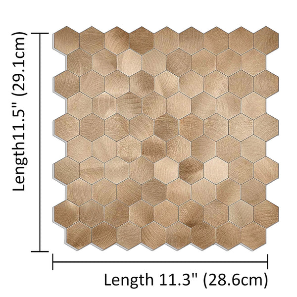 Zelfklevende tegel / plaktegel | Geborsteld brons hexagon | 291x286x4 mm