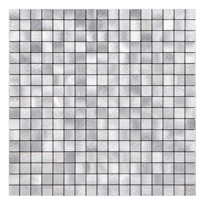 Zelfklevende tegel / plaktegel | Geborsteld zilver blokjes | 265x265x4mm