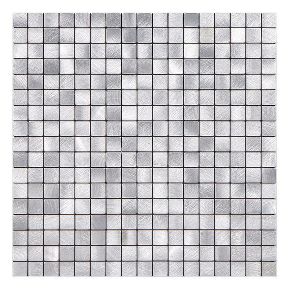 Zelfklevende tegel / plaktegel | Geborsteld zilver blokjes | 265x265x4mm