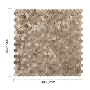 Zelfklevende tegel | Brons hexagon | 308x298x4mm