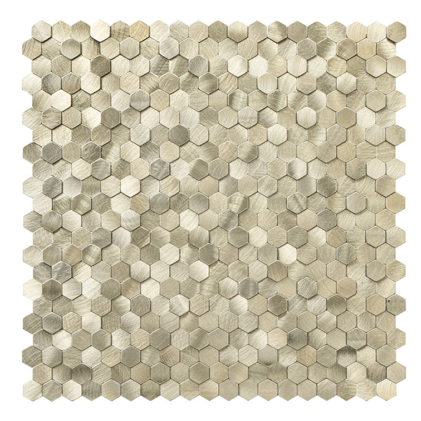 Zelfklevende tegel | Geborsteld goud hexagon | 308x298x4mm
