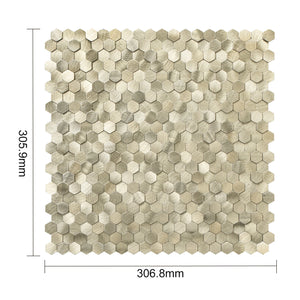 Zelfklevende tegel | Geborsteld goud hexagon | 308x298x4mm