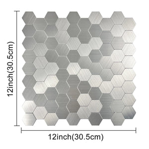 Zelfklevende tegel / plaktegel | Geborsteld zilver hexagon | 291x286x4mm