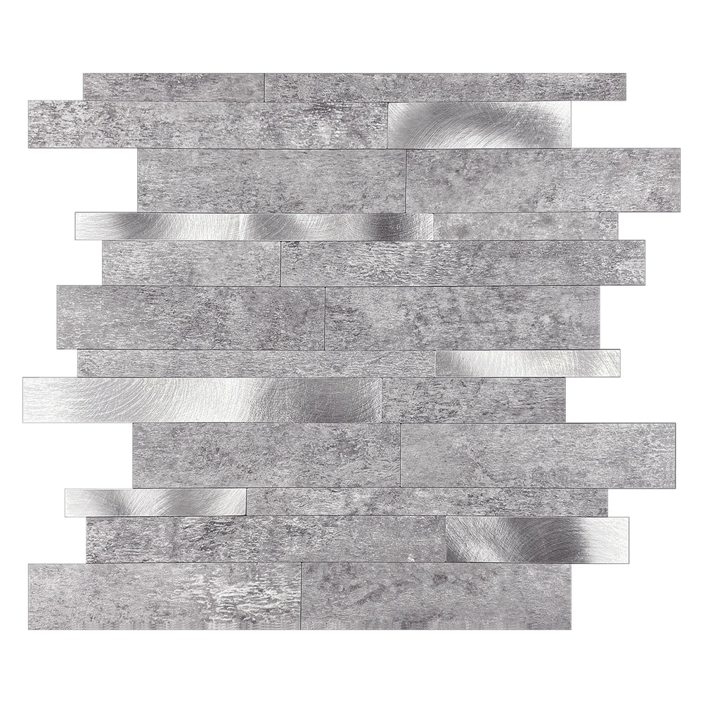 Zelfklevende tegel / plaktegel | Grijs zilver natuursteen wildverband | 303x298x4mm