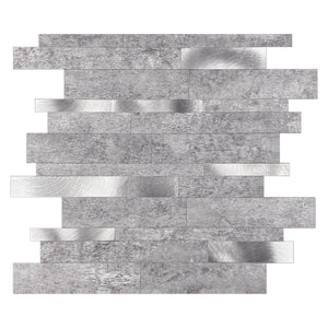 Zelfklevende tegel | Grijs zilver natuursteen wildverband | 303x298x4mm