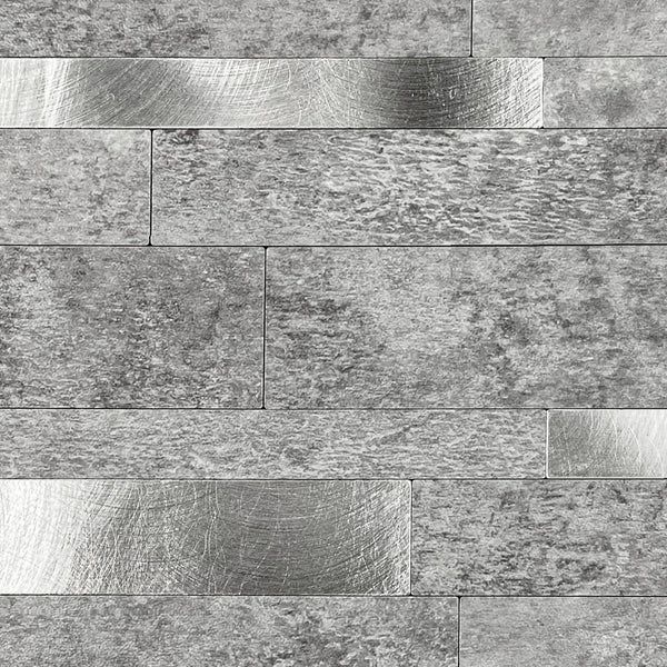 Zelfklevende tegel | Grijs zilver natuursteen wildverband | 303x298x4mm
