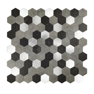 Zelfklevende tegel | Grijs zwart mix hexagon | 288x280x4mm