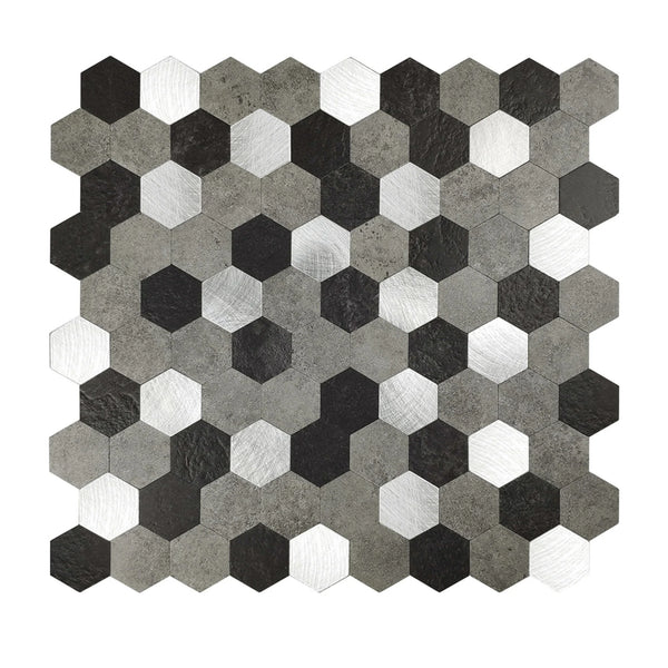 Zelfklevende tegel | Grijs zwart mix hexagon | 288x280x4mm