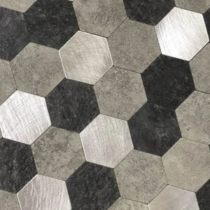 Zelfklevende tegel | Grijs zwart mix hexagon | 288x280x4mm