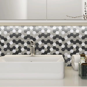 Zelfklevende tegel | Grijs zwart mix hexagon | 288x280x4mm