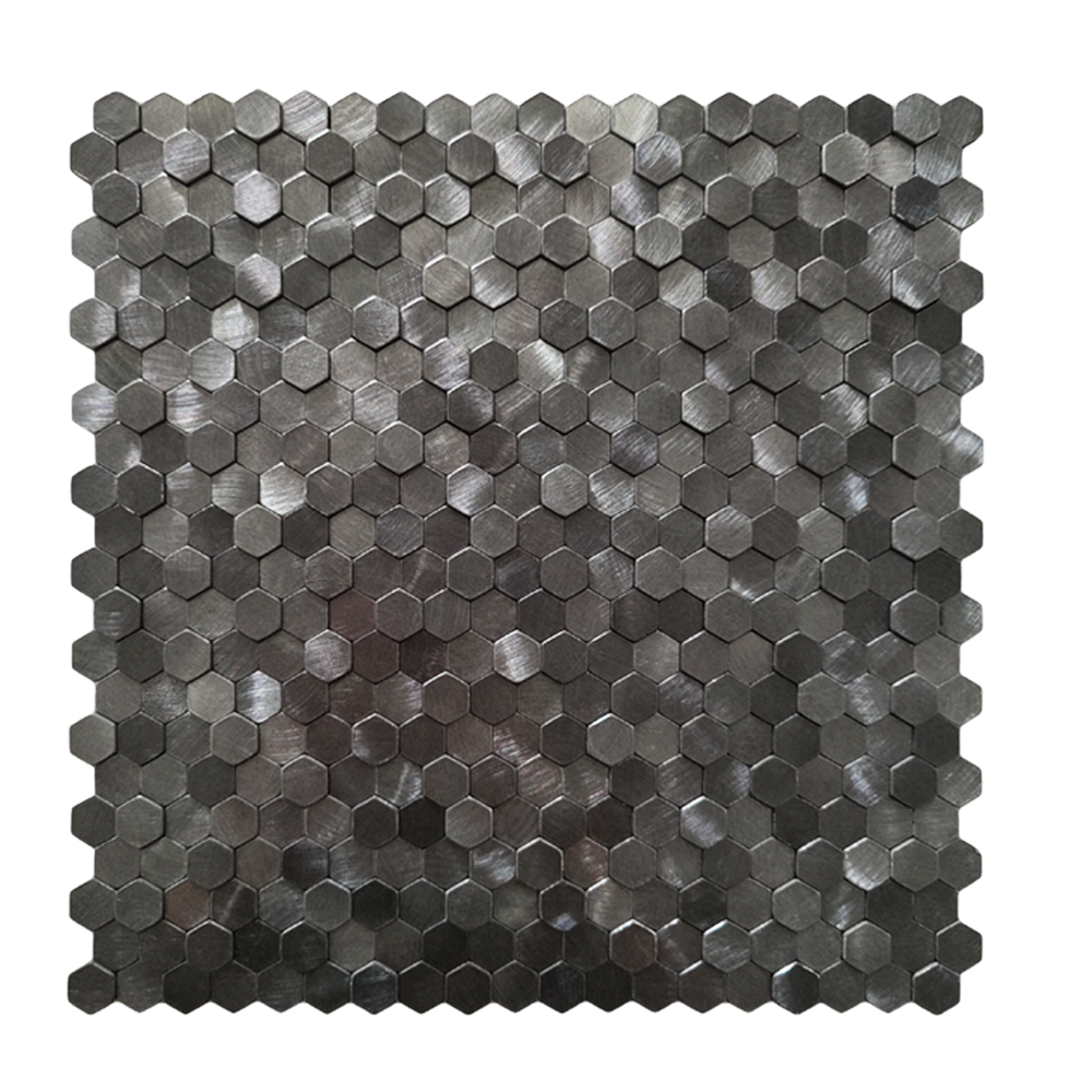 Zelfklevende tegel / plaktegel | Gunmetal hexagon | 305.9x306.8x4mm
