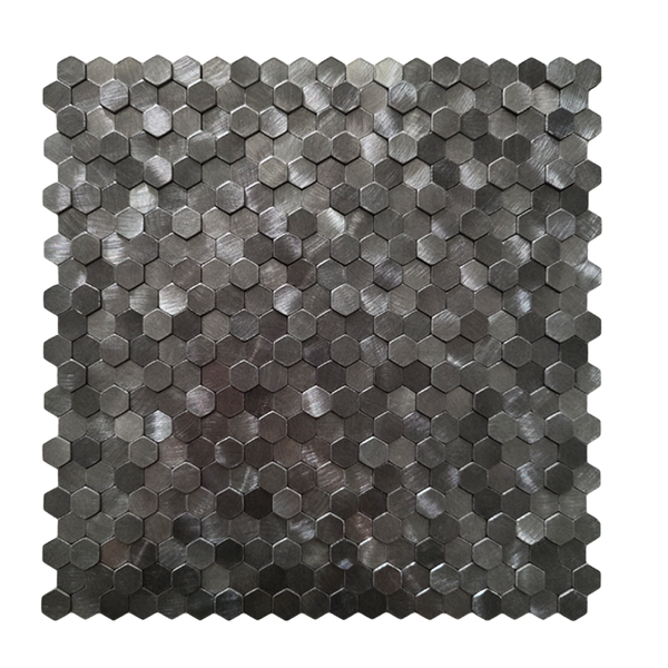 Zelfklevende tegel / plaktegel | Gunmetal hexagon | 305.9x306.8x4mm