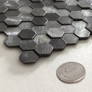 Zelfklevende tegel / plaktegel | Gunmetal hexagon | 305.9x306.8x4mm