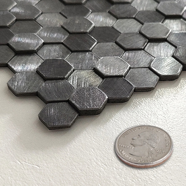 Zelfklevende tegel / plaktegel | Gunmetal hexagon | 305.9x306.8x4mm