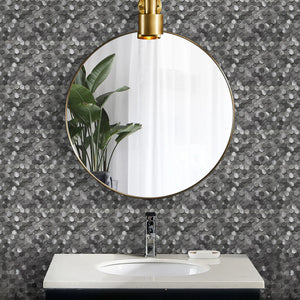 Zelfklevende tegel / plaktegel | Gunmetal hexagon | 305.9x306.8x4mm