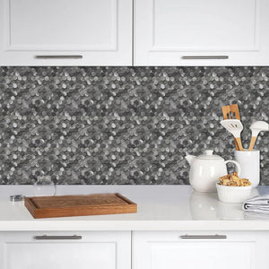 Zelfklevende tegel / plaktegel | Gunmetal hexagon | 305.9x306.8x4mm