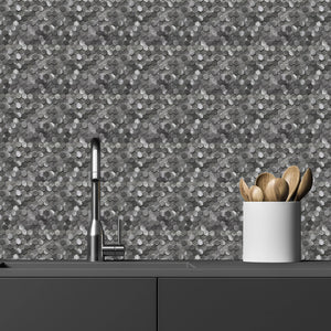 Zelfklevende tegel / plaktegel | Gunmetal hexagon | 305.9x306.8x4mm